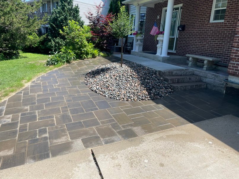 Front yard patio paver installation