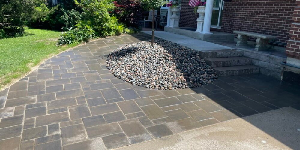 Front yard patio paver installation
